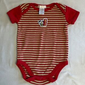 Petit Lem - Red and Cream Striped Baby Onesie Shirt